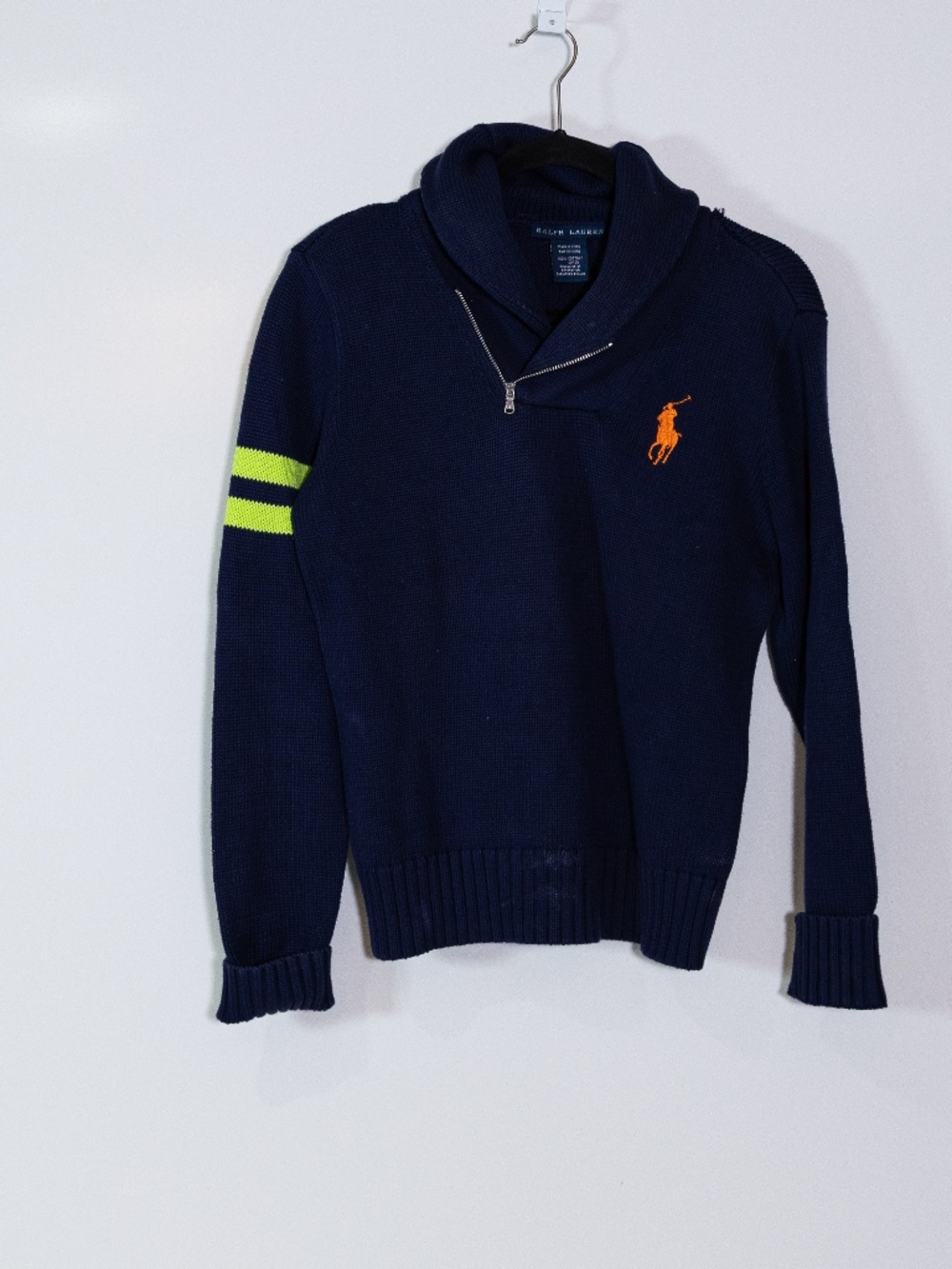 Ralph Lauren Women's Cotton Knit Stretch Roll Collar Logo Embroidered Sweater L